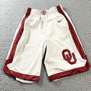 Oklahoma Sooners OU Shorts Mens Small White Red NCAA Basketball Nike Dri Fit